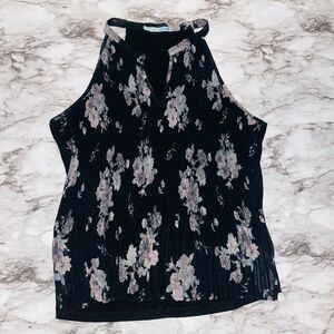 Maurices Sleeveless Floral Blouse Black Women L Business Gothic Old Money Work